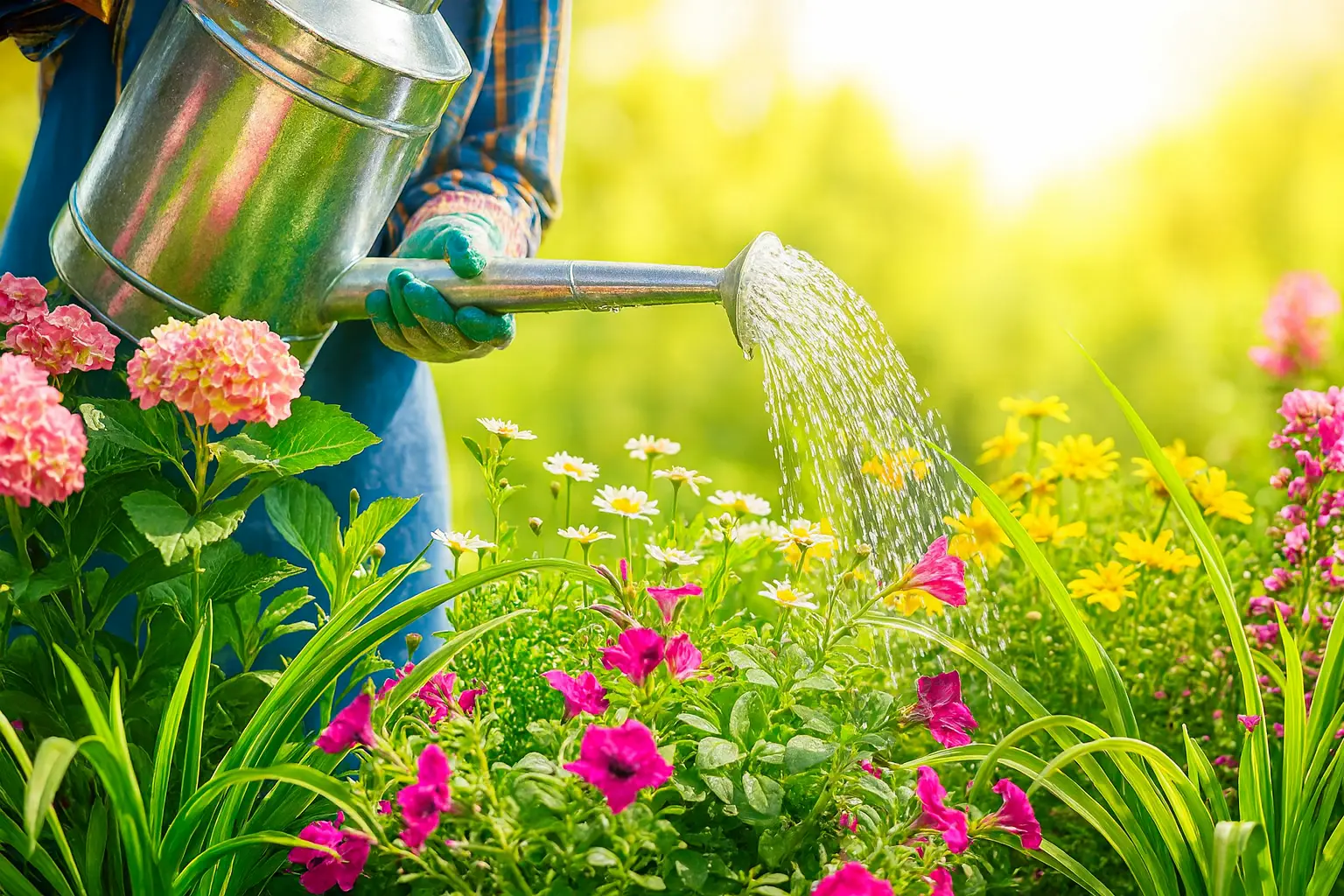 Zespół firmy ogrodniczej Zielony Zakątek pracujący w ogrodzie